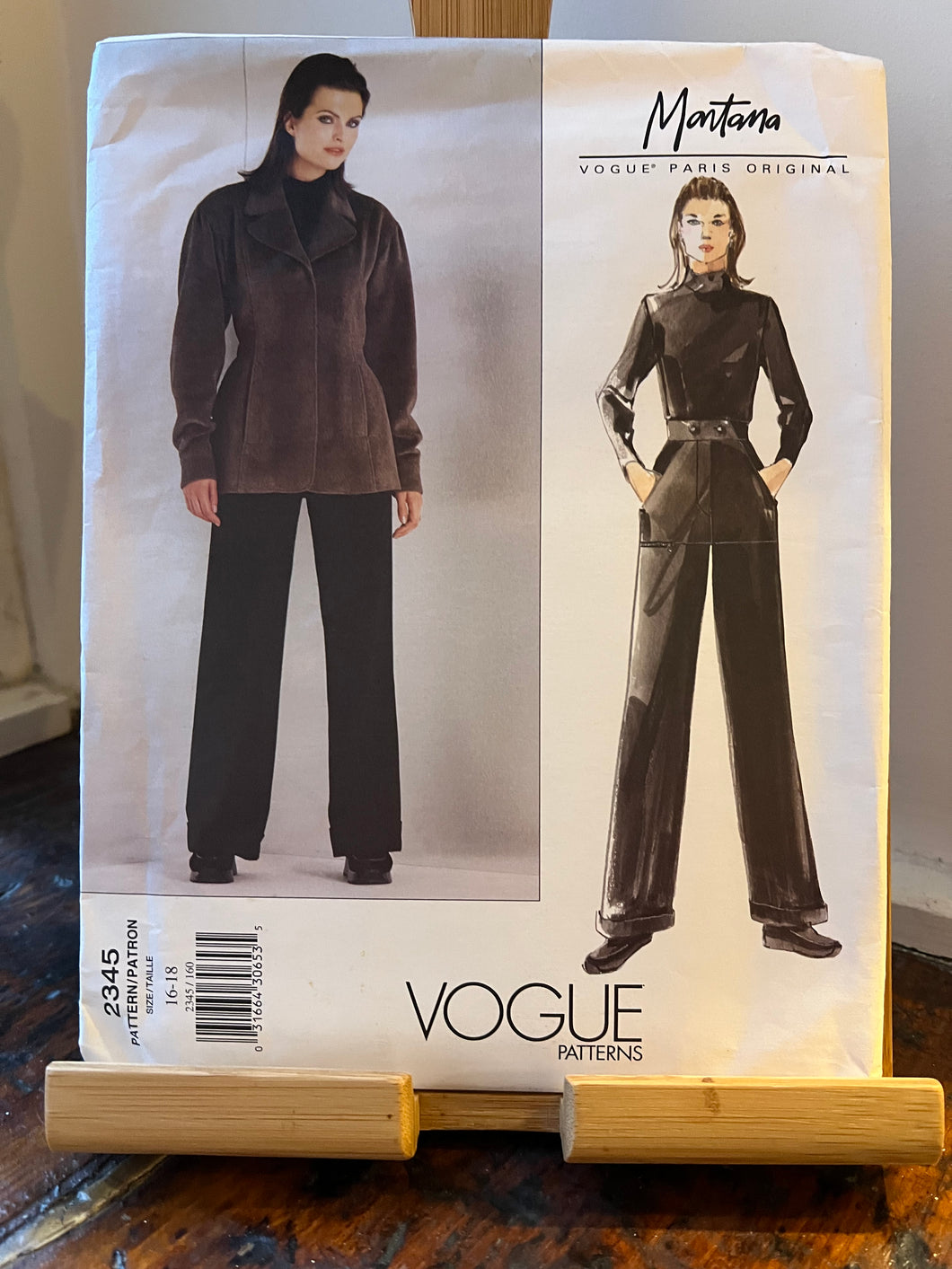 Vintage Vogue #2345 Size 16-18 Paris Original by Claude Montana