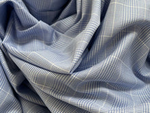 Load image into Gallery viewer, #1841 Grey Blue Plaid Italian 100% Cotton Shirting Remnant