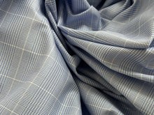 Load image into Gallery viewer, #1841 Grey Blue Plaid Italian 100% Cotton Shirting Remnant