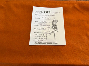 #1299 Exclusive Designer Orange 100% Cashmere Remnant