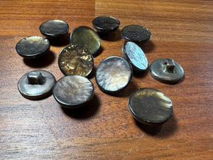 Moss Green  5/8" Pearlized Plastic Button Blowout    Price for 12 buttons