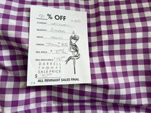 Load image into Gallery viewer, #1855 Purple Gingham Italian 100% Cotton Shirting Remnant