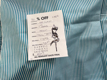 Load image into Gallery viewer, #1857 Aqua Blue Stripe Italian 100% Cotton Shirting Remnant