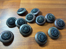 Load image into Gallery viewer, Grey Filagree Plastic Coat Button Blowout    Price for 12 buttons