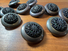 Load image into Gallery viewer, Grey Filagree Plastic Coat Button Blowout    Price for 12 buttons