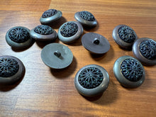 Load image into Gallery viewer, Grey Filagree Plastic Coat Button Blowout    Price for 12 buttons