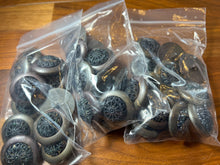 Load image into Gallery viewer, Grey Filagree Plastic Coat Button Blowout    Price for 12 buttons