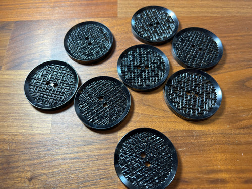Black Abstract Plastic Coat Button Blowout    Price for 8 buttons