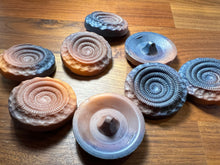 Load image into Gallery viewer, Orange &amp; Metal Blue Vintage Coat Button Blowout    Price for 8 Buttons