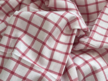 Load image into Gallery viewer, #1866 Pink &amp; White Windowpane Italian 100% Cotton Shirting Remnants 2x Available