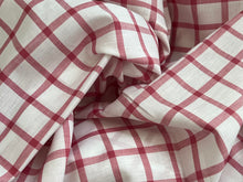 Load image into Gallery viewer, #1866 Pink &amp; White Windowpane Italian 100% Cotton Shirting Remnants 2x Available