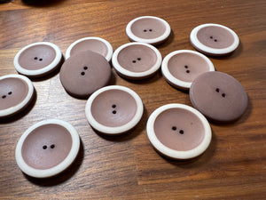 Terracotta & White Plastic Button Blowout    Price for 12 buttons
