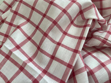 Load image into Gallery viewer, #1866 Pink &amp; White Windowpane Italian 100% Cotton Shirting Remnants 2x Available