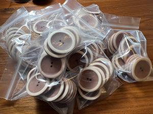 Terracotta & White Plastic Button Blowout    Price for 12 buttons