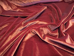 Burnt Orange Stretch Velvet 93% Polyester 7% Spandex     1/4 Meter Price