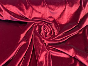 Cardinal Red Stretch Velvet 93% Polyester 7% Spandex     1/4 Meter Price