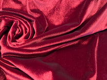 Load image into Gallery viewer, Cardinal Red Stretch Velvet 93% Polyester 7% Spandex     1/4 Meter Price