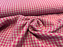 Load image into Gallery viewer, Fuchsia Gingham Lightweight 100% Linen.   1/4 Metre Price