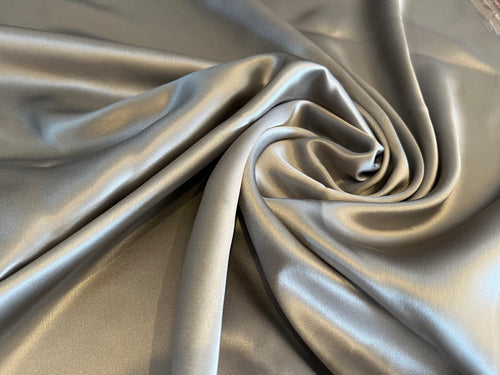 #1307 Metal Grey 100% Silk Charmeuse Remnant