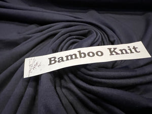 Navy Blue 92% Bamboo 8% Spandex Knit.    1/4 Meter Price