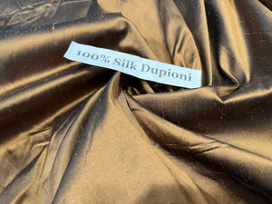Westchester Gold Brown Shot Dupioni/Shantung 100% Silk.      1/4 Meter Price