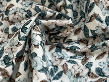 Load image into Gallery viewer, #1909 Aqua Flowers Digital Printed Italian 100% Cotton Shirting Remnant