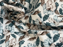 Load image into Gallery viewer, #1909 Aqua Flowers Digital Printed Italian 100% Cotton Shirting Remnant