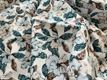 Load image into Gallery viewer, #1909 Aqua Flowers Digital Printed Italian 100% Cotton Shirting Remnant