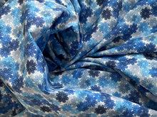 Load image into Gallery viewer, #1915 Shades of Blue Daisies Digital Printed Italian 100% Cotton Shirting Remnant