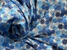 Load image into Gallery viewer, #1915 Shades of Blue Daisies Digital Printed Italian 100% Cotton Shirting Remnant