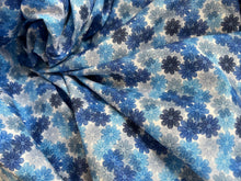 Load image into Gallery viewer, #1915 Shades of Blue Daisies Digital Printed Italian 100% Cotton Shirting Remnant