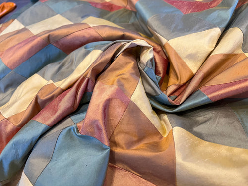#1055 Harlequin quilted 100% Dupioni Silk Remnant