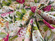 Load image into Gallery viewer, Designer Pink Abstract Hydrangea Floral 100% Cotton.       1/4 Metre Price