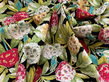 Load image into Gallery viewer, Designer Black Abstract Hydrangea Floral 100% Cotton.       1/4 Metre Price