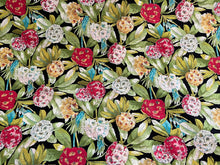 Load image into Gallery viewer, Designer Black Abstract Hydrangea Floral 100% Cotton.       1/4 Metre Price