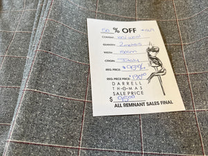 #1569 Flecks of Grey 100% Wool Check Suiting Remnants