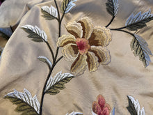 Load image into Gallery viewer, Flowers and Vines Embroidery on Gold 100% Dupioni silk.  1/4 Metre Price