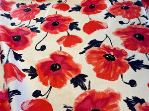 Designer Large Red Poppy 100% Cotton 171,000 DR 75% off!! 1/4 Metre Price