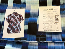 Load image into Gallery viewer, #1929 Designer Blue &amp; Aqua Green airbrushed 100% Viscose Check Remnant