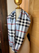 Load image into Gallery viewer, Designer Baby Blue 100% Silk Twill Check Scarf