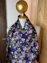 Load image into Gallery viewer, Designer Pink Roses on Purple Print 100% Silk Scarf