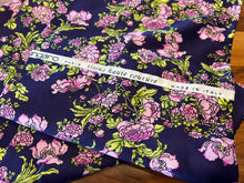 Load image into Gallery viewer, Designer Pink Roses on Purple Print 100% Silk Scarf