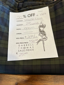 #1589 Olive and Navy Plaid Acetate/Viscose Lining Remnant
