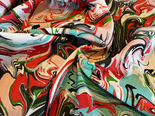 Load image into Gallery viewer, Designer Neon Marble Swirl 100% Linen     1/4 Metre Price