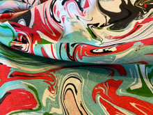 Load image into Gallery viewer, Designer Neon Marble Swirl 100% Linen     1/4 Metre Price
