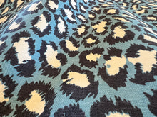 Load image into Gallery viewer, Designer Capri Blue Spotted Cat 100% Cotton 15,000 DR 75% off!! 1/4 Metre Price