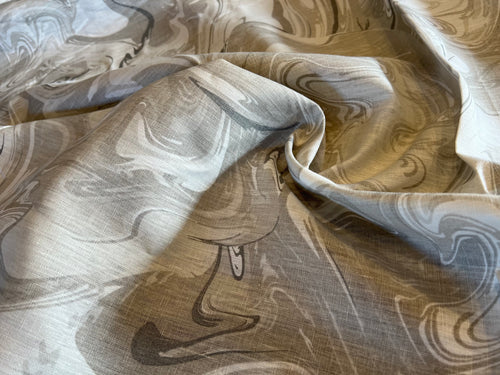 #1060 Grey Designer Marble Swirl 100% Linen Remnant