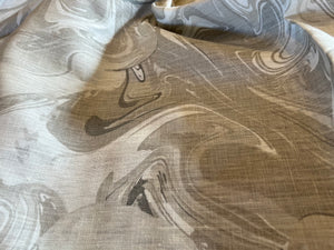 #1060 Grey Designer Marble Swirl 100% Linen Remnant