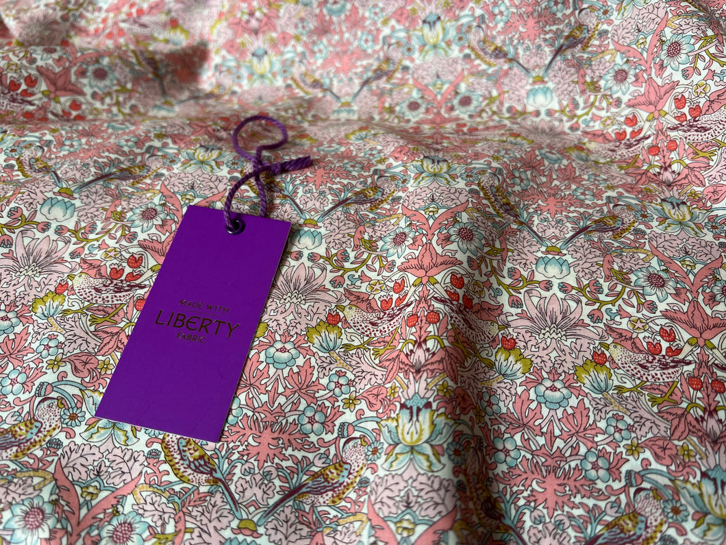 Strawberry Thief -  Pink Liberty of London Tana Lawn 100% Cotton.    1/4 Meter Price