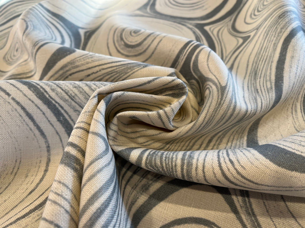 #1063 Grey Designer Tree Swirl 100% Linen Remnant